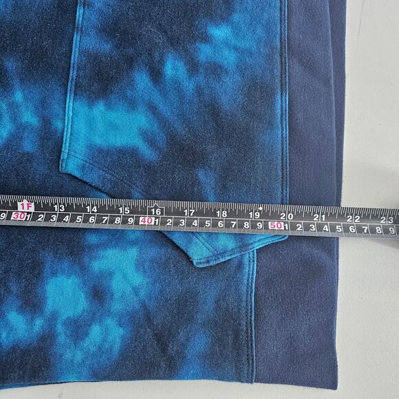 Champion Womens M Blue Tie Dye Pullover Hoodie Embroidered Spellout Logo Pockets - Picture 7 of 11